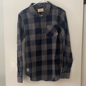 Men's Blue and Gray Checkered Shirt